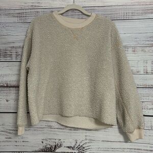 American Eagle Cream Sherpa Fleece Sweatshirt Women’s Small Cozy Plush Oversized